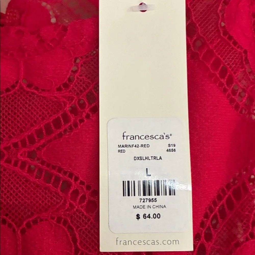Francesca’s Miami NWT Elegant Red Lace Maxi Dress - Picture 8 of 12
